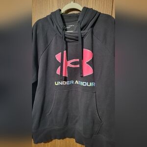 Under Armour Charcoal Hoodie with Vibrant Pink Logo